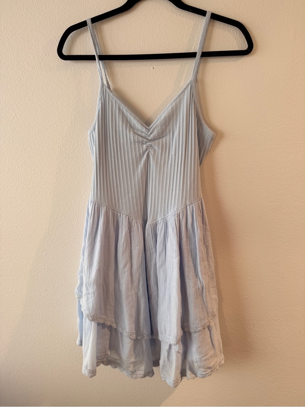 Arie Light Blue Women’s Sleeveless Tiered Mini Dress